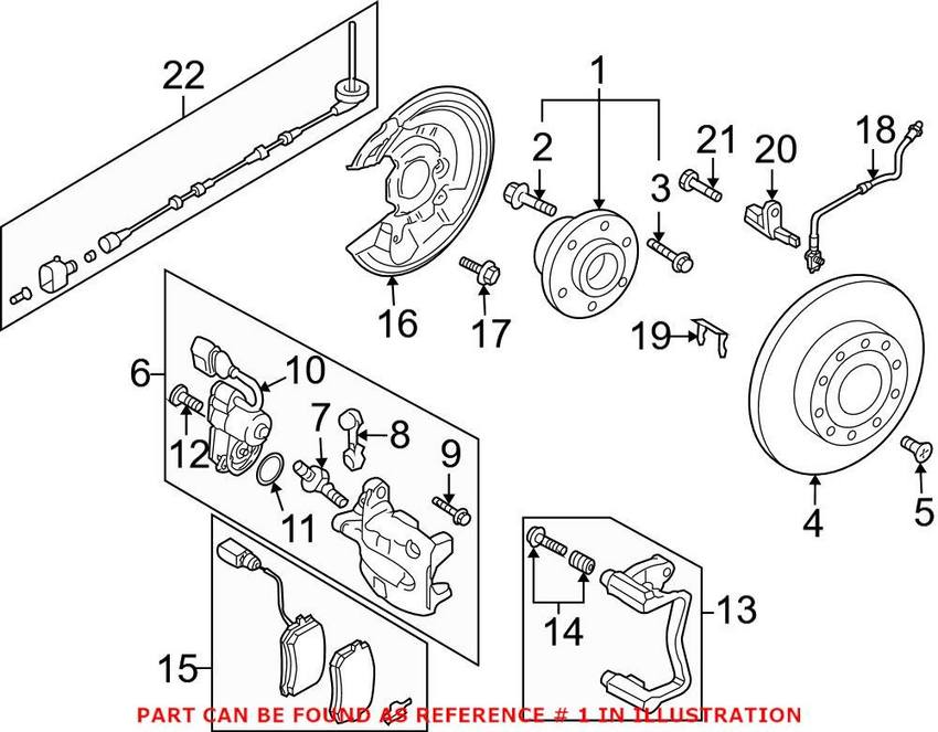 VW Wheel Bearing and Hub Assembly - Rear 8J0598625A